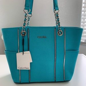 ❗️SOLD❗️Calvin Klein Turquoise Saffiano Tote